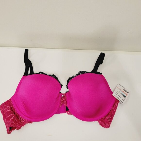 Hot Pink Frederick's of Hollywood 34B Black Trim Lace - Picture 2 of 4